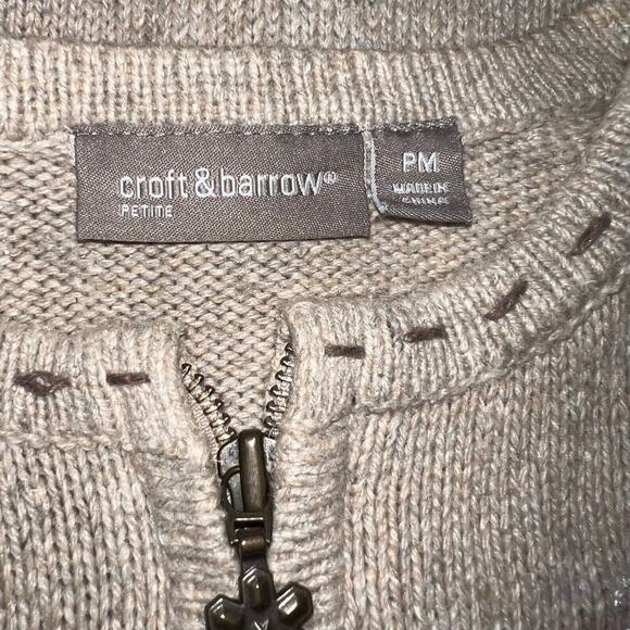 Croft & Barrow MP Silk Blend Cardinal Robin Winter Embroidered Zip Sweater  - Picture 6 of 9